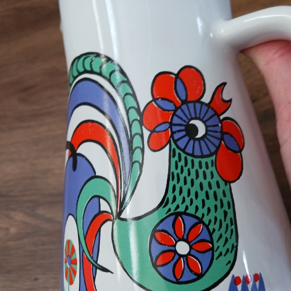 8" Waechtersbach Vintage Mid-Century Modern Pitcher Cat Rooster West Germany - Picture 6 of 10